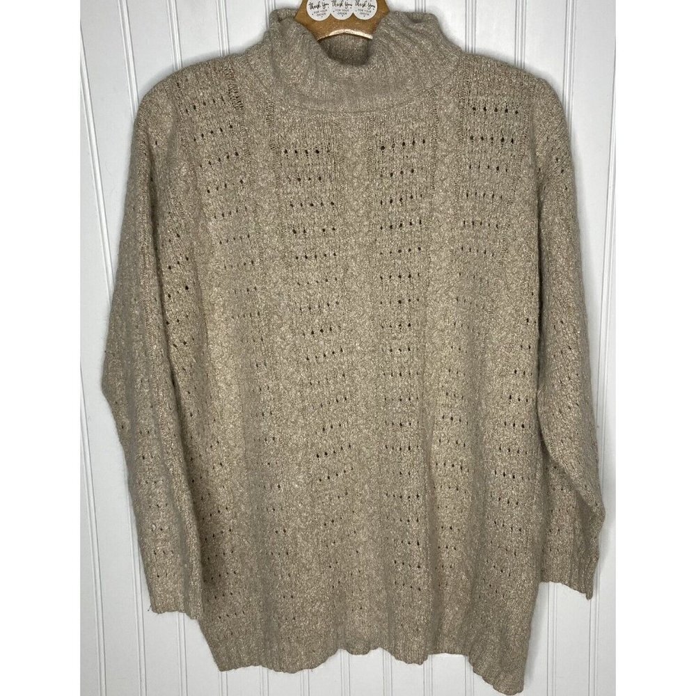 Vintage Worthington Womens XL Silk Angora Nylon Beige Turtleneck Sweater-16/18